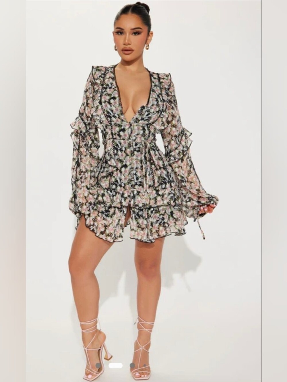 Flirty & Feminine Fashion Nova Edith Ruffle Mini Dress – Size Medium